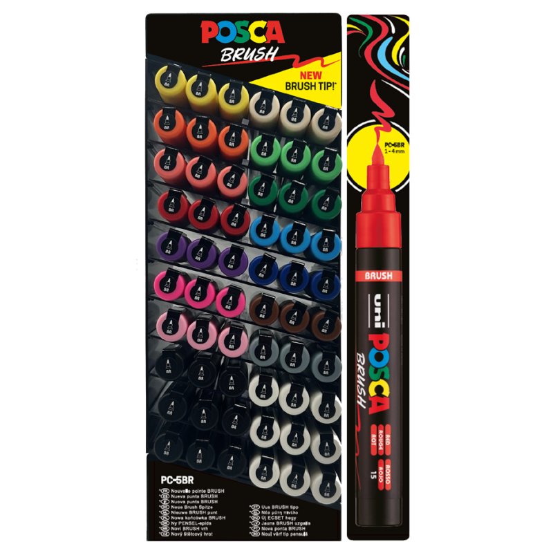 POSCA marqueurs pinceau PC5M, encre à base d'eau, 1,0-4 mm, 60 pièces